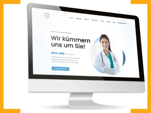 Pflegedienst-Website mit vertrauensbildendem Einstieg und Kontaktfokus